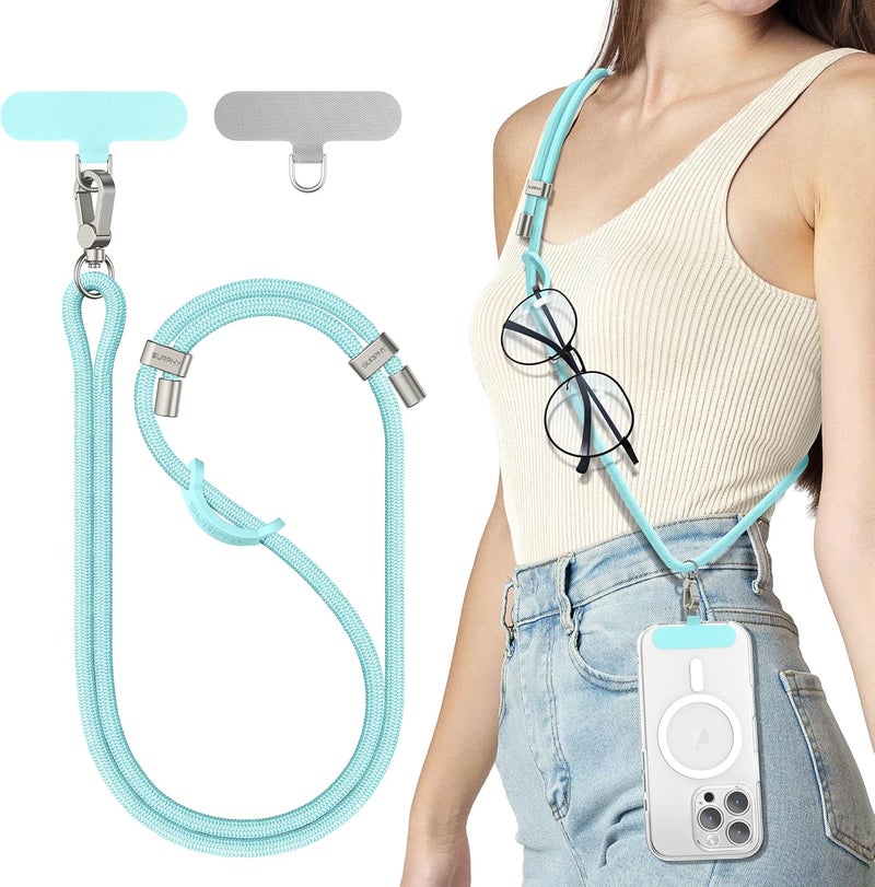 SURPHY Phone Lanyard, Adjustable Phone Strap Crossbody with 2 Pack Cell Phone Tether Tab, Premium Metal Buckles, Skin-Friendly, Universal Cell Phone Lanyard Crossbody for Women and Men, Limpet Shell - Image 1